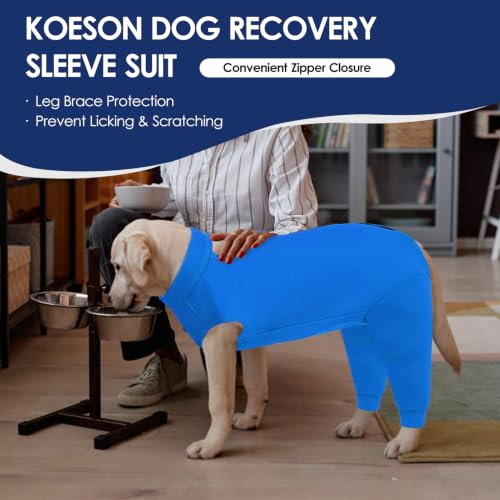 Image of KOESON Dog Recovery Suit Hind Leg, Recovery Sleeve for Female Male Dogs, Pet Leg Sleeve to Stop Licking, Pet Rear Leg Wound Cover, Dog Spay Onesie for Wound Heal Care