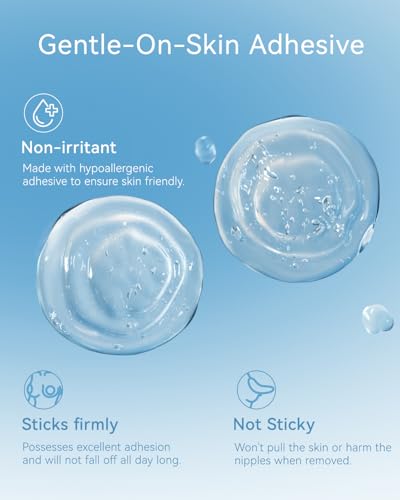 Image of LUCKMEEY Nipple Covers for Women, Ultra-Thin Reusable Silicone Pasties | Adhesive, waterproof silicone covers with tapered edges and travel case; two sizes designed for AA-E cups