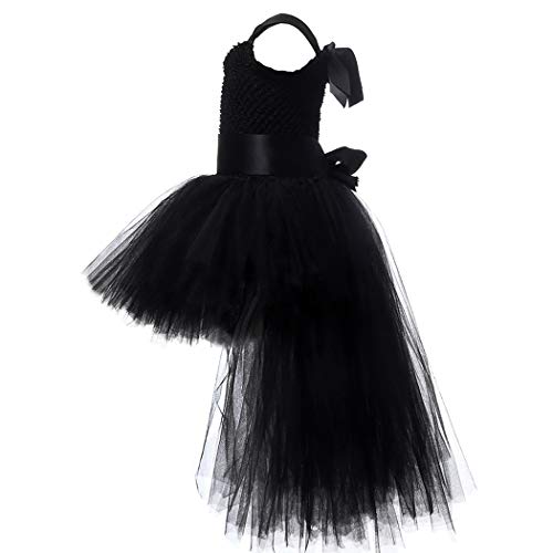 Girls Tutu Dress with Train Handmade V-Neck Tulle Evening Wedding Birthday Party Dresses for Kids Ball Gown4