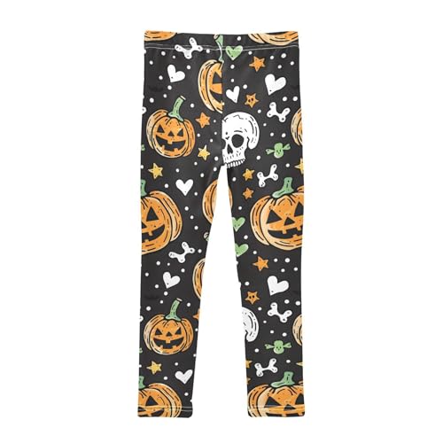 Cute Halloween Pumpkin Skull Heart Girls Leggings Soft Stretch Workout Yoga Dance Pants for Kids Casual Tights2