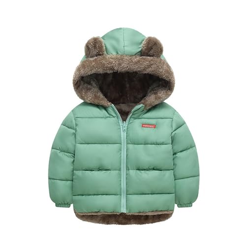 Girls Fleece Warm Jacket Toddler Boys Girls Winter Coat Bear Ears Hooded Thicken Zipper Warm Outwear Xmas Jacket