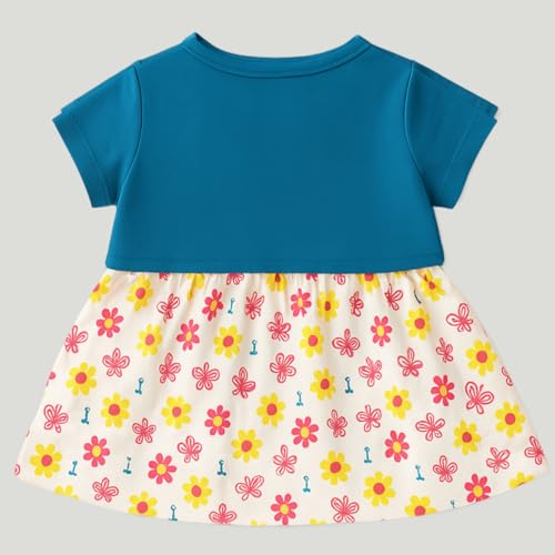 Image of Kidbea Baby Girls' Floral A-Line Frock with Shrug | Cotton Casual Wear, Printed Dress for Infant Kids (Yellow, 12-18 Months)
