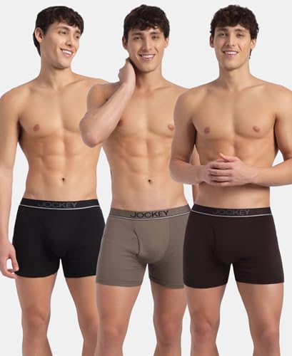 Image of Jockey 8009 Men Super Combed Cotton Rib Solid Boxer Brief with Ultrasoft and Durable Waistband (Pack of 3)