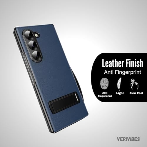 Image of Magnetic Flip Case Compatible with Samsung Galaxy Z Fold 7 (2025) | Premium Leather Finish | Multi-Angle Stand | Full Body & Hinge Protection | Slim Luxury Business Cover - Blue