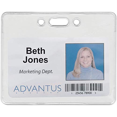 ADVANTUS Proximity Badge Holder, Horizontal, 3-3/8 x 2-3/8" Insert Size, Clear, Pack of 50 (75450)