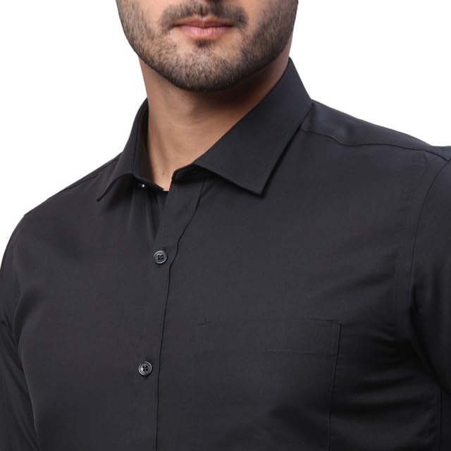 Image of Park Avenue Men's Slim Fit Structure Pattern Pure Cotton Semi Cutaway Collar Full Sleeve Formal Shirt