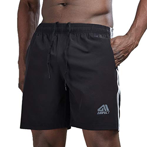 AIMPACT Mens Athletic Workout Shorts Quick Dry Running Sports Shorts with Zipper Pockets(2061S)