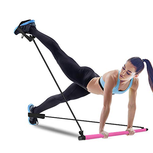 KIKIGOAL Pilates Resistance Band and Toning Bar Home Gym, Portable Pilates Total Body Workout, Yoga, Fitness, Stretch, Sculpt, Tone