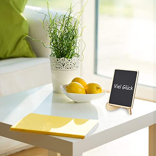 12pcs Mini Kreidetafel mit Ständer, Kleine Tafeln zum Beschriften mit Löschbar Kreidemarker, Kreidetafel Aufsteller Holz für Tischkarten Geburtstag, Platzkarten Hochzeit, Preisschilder,Buffet Schilder