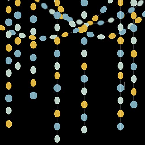 Image of Light-Dusty Blue Gold Party-Decorations Garland - 52Ft Birthday Baby Bridal Shower Wedding Paper Banner Streamers,Bachelorette Engagement Decor Panduola