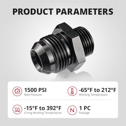 Image of EVIL ENERGY 12AN Flare to 10AN ORB Male 1PC Fuel Rail Adapter Fitting Black
