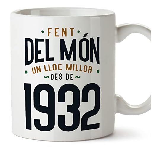 MUGFFINS Tazas 1932 Cumpleaños - En Catalán - Fent del Món un Lloc Millor - 11 oz / 330 ml - Regalo original y divertido