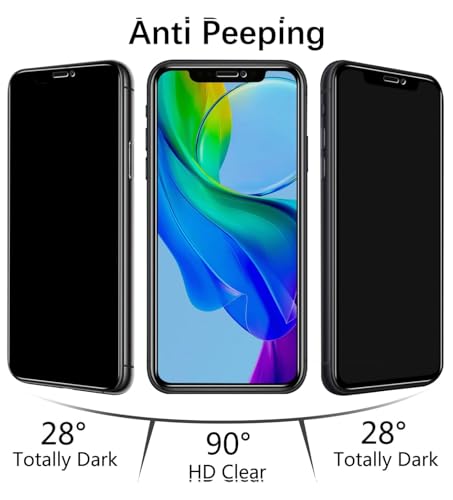 Image of OHAYO Military Strength Tempered Glass Screen Protector Compatible with iPhone XS MAX-11PM (Privacy)| 9H+ Hardness, Strong Protection, Full Screen Edge-to-Edge Cover, Scratch Resistant, Bubble-Free Install, Ultra HD Clarity,With installation kit