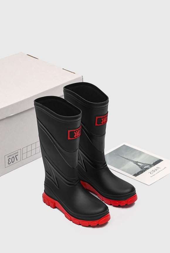 Men's Waterproof Work Boots - Anti-Slip Mid Calf Rubber Rain Boots for Fishing/Outdoor (Lightweight & Comfortable)3