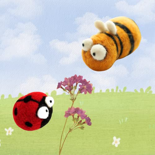 image for Woolbuddy Needle Felting Kit for Beginners Adults, Bee and Ladybug Ani