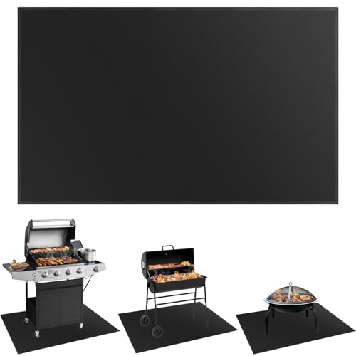 SecuCaptain Under Grill Mat for Outdoor Grill - Large 48x36 Inches Double-Sided Fireproof Pad for Indoor Fireplace Fire Pit Heat Resistant Waterproof BBQ Floor Protector for Patio and Deck
