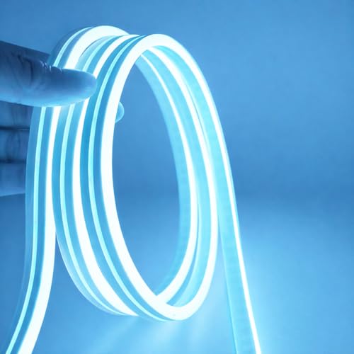 Image of Neon Lights, 5 Metres LED Strip Lights with 12V Adapter, Waterproof IP65, Silicone Flexible Rope Light for Home Decor | Led Strip Lights | Neon Lights | String Lights (Ice- Blue)