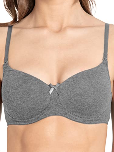 Image of Jockey FE23 Women's Wirefree Padded Super Combed Cotton Elastane Stretch Medium Coverage Multiway Styling T-Shirt Bra with Detachable Straps
