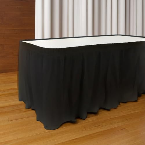Solid Black Plastic Rectangular Table Skirt (73cm x 4 meters) 1 Count - Easy Assembly and Reusable, Elegant & Versatile Party Decor, 29" x 168" - Image 2