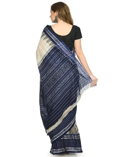 Image of COTTONSILK & KHANDUAPATA Shambalpuri Cotton Saree of Odisha Ikkat Orissa Traditional Handloom Sari | Bomkai | Pata | Nuapatana | sambalpuri saree | khandua patta sare | without Blouse S5