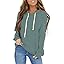 PRETTODAY Women's Lightweight Hoodie - Loose Fit Pullover With Kangaroo Pocket & Color Block Drawstring