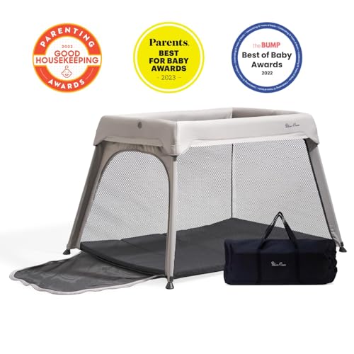 Image of Silver Cross Sleep & Go 3 in 1 Travel Crib - Converts Newborn Bassinet, Crib to Playard - Portable, Lightweight, Easy to Pack with Comfortable Mattress for Infants to Toddlers - Stone (Sustainable)