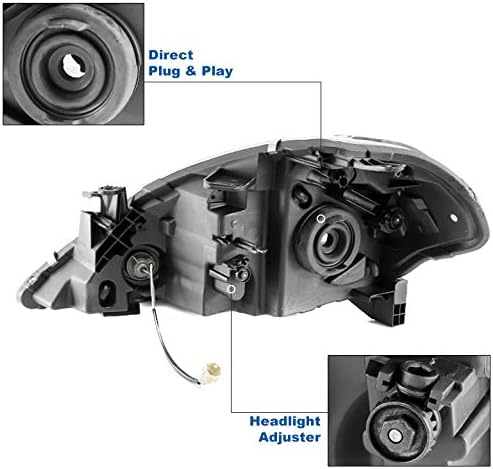 Replacement Headlights Headlamps Black Compatible with 2007-2011 Versa/2012 Versa Hatchback