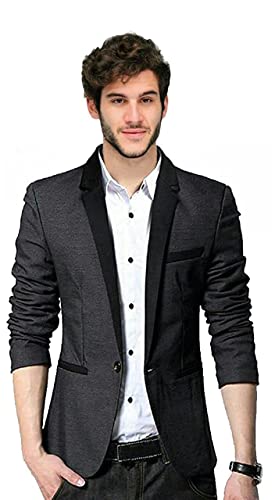 MENJESTIC Men’s Slim Fit Blazer (GREY42_Grey_42)