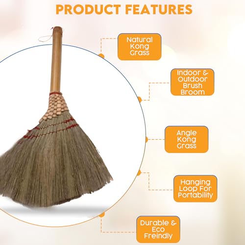 Image of 13 inch of Handmade Small Duster Brush Broom by SN Skennova - Eco-Friendly, Lightweight, and Versatile Cleaning Tool for Floor, Sofa, Car, Corners, and More