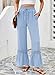 Dokotoo Wide Leg Pants for Women 2026 Summer Fashion Casual Loose Fit Elastic High Waist Drawstring Boho Beach Lounge Trousers Solid Lace Ruffle Hem Pants with Pockets Resort Wear Sky Blue XX-Large
