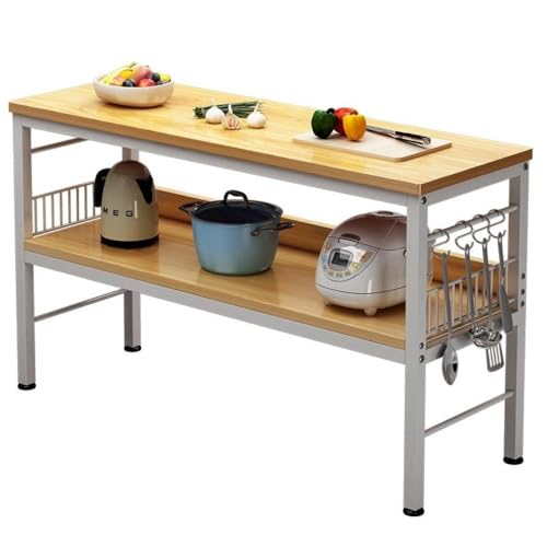 LAJOKING キッチン収納ラック、テーブル、作業台、キッチンカウンター、頑丈、多層、切断と調理に最適、電子レンジ、オープン収納、2段、多機能、小型作業台、家庭用、寝室、リビングルーム、キッチンに適しています。 (60*40*80cm)