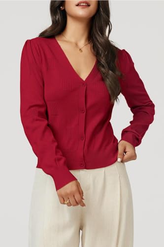 Image of Arach&Cloz Women's Soft Cropped Cardigan Casual Lightweight Shrug Sweater Tops