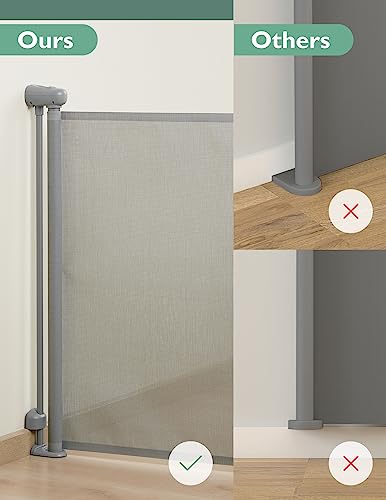 Momcozy Automatischer Verriegelung Treppenschutzgitter Ausziehbar für Baby, Haustier Türschutzgitter, Kinderschutzgitter, Einhändig Öffnen,0-140 cm, Geeignet für Treppen/Türen/Innen & Außen