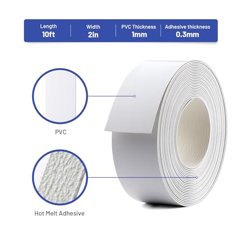 Image of PVC Edge Banding 2 inch x 25ft Veneer Edge Banding White with Hot Melt Adhesive Pre - glued Iron on Edging Tape Trim for Cabinet Plywood Repairs and Furniture Restoration