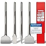 SCHWABENBACH® SDS MAX Meißel Set 4tlg. 280mm – 2 x Flachmeißel 25mm & 50mm + Spitzmeißel 25mm + SDS MAX Fliesenmeißel 50mm (Abgewinkelt) – EXTREM ROBUST - (kein SDS PLUS)