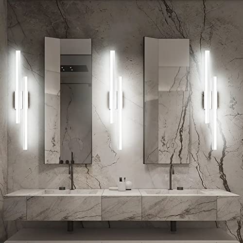 Image of PRESDE 32 inch Inch LED Vanity Light Silver Bathroom Light Fixtures Over Mirror Modern Bath Wall Lighting Bar