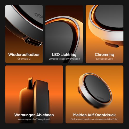 OOONO Co-Driver NO2 Plus Aluminium – Optimierter Co-Driver fürs Auto Warnt vor Tempo-Kontrollen und Gefahrenstellen – Wiederaufladbar… – Ansicht 6
