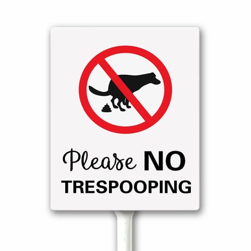 Please No Trespooping Sign With Metal Stake, No Pooping Signs for Yard, Pick Up After Your Dog Signs, Be Respectful Lawn Decor, Protect Your Lawn Sign, 20x30 CM Rust Free Aluminum