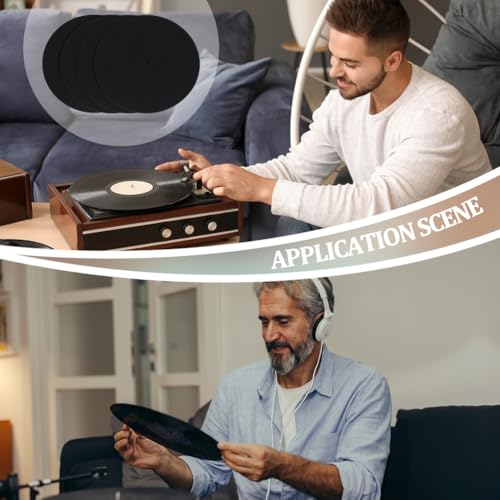 NBEADS 4 Stück Plattenteller Matte, 18.5cm Filz Plattenspieler 3mm Matte Plattenspieler Slipmat Matte Plattenspieler Matte für Heimplattenspieler, Schwarz