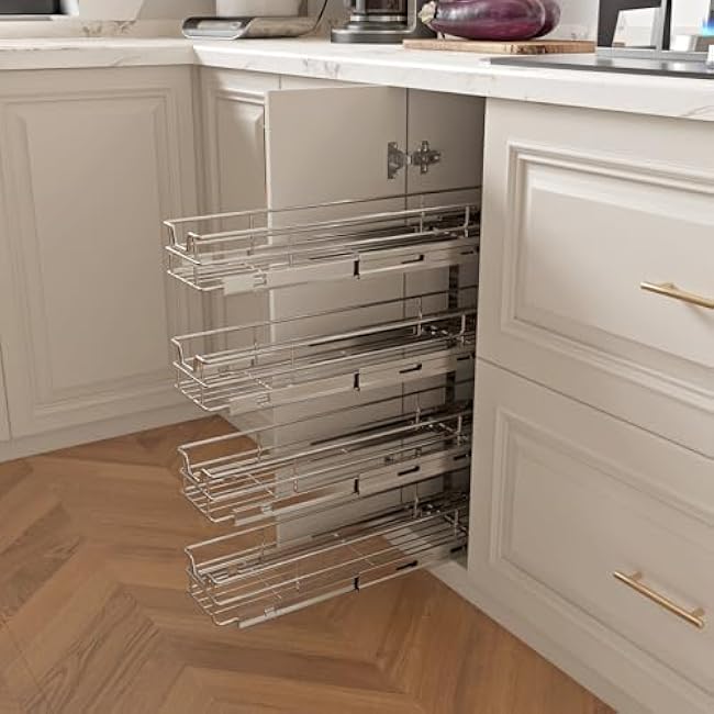 4-Tier Cabinet Organizer Wire Baskets 5 W x 21 D