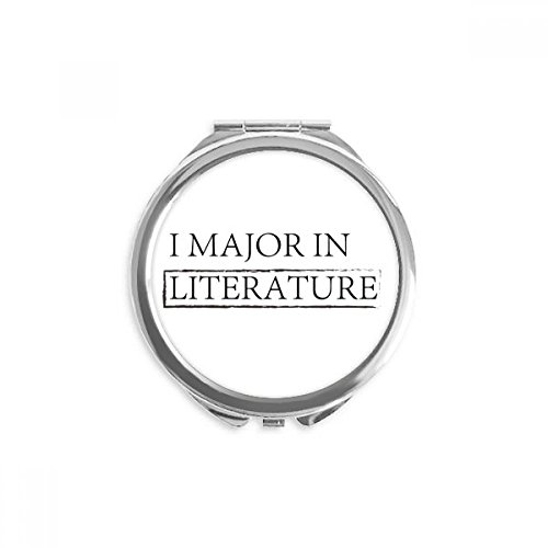 Espejo de mano portátil y redondo con diseño de literatura para un maquillaje preciso
