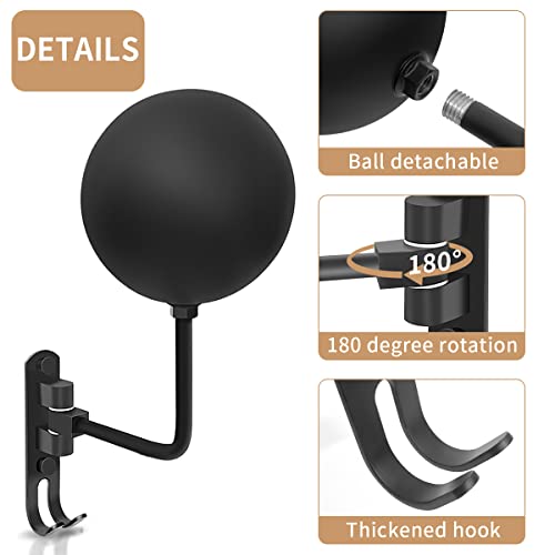 Motorcycle Helmet Rack, Helmet Holder Wall Mount 180° Rotation Hanger With 2 Hook For Coats, Caps, Motorcycle Accessories (Black, 1 Pcs) #TOP2