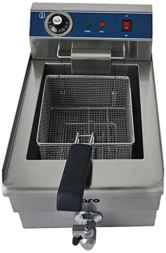 SARO Fritteuse aus Edelstahl – 13 L – Mit Ablasshahn - Abgerundetes Becken mit Kältezone – Stufenlose Temperaturregelung – Herausnehmbares Heizelement – 0–180 °C – 3,3 kW – Modell FT 13 – Bild 4