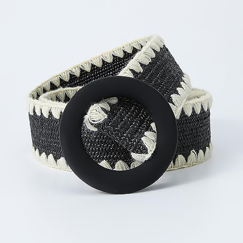 eYLun Women Straw Woven Belt Braided Elastic Stretch Waist Belt Boho Buckle Dress Belt3