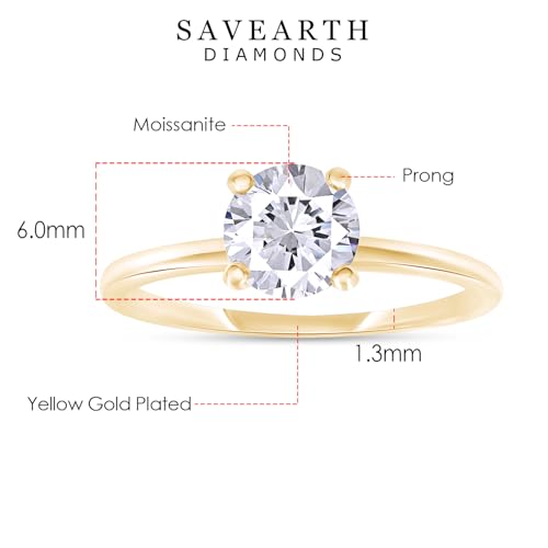 18K Gold Plated Solitaire Ring For Women | Moissanite Diamond Engagement Ring | Moissanite Promise Rings Jewelry Gifts For Her (0.40ctw - 1.20ctw)2