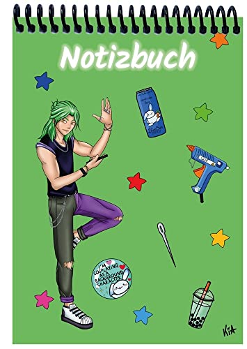 Notizbuch Manga Quinn A5 vert avec intérieur karier à carreaux