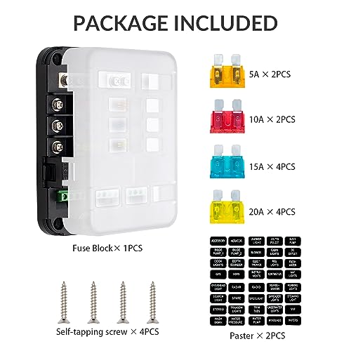 WUPP 12V Fuse Block with Relay, Automotive 6 Circuits Fuse and Relay Box With ACC Interface, Universal Fuse Block and Relay Kit for Cars Trucks Marine Boat - Image 6