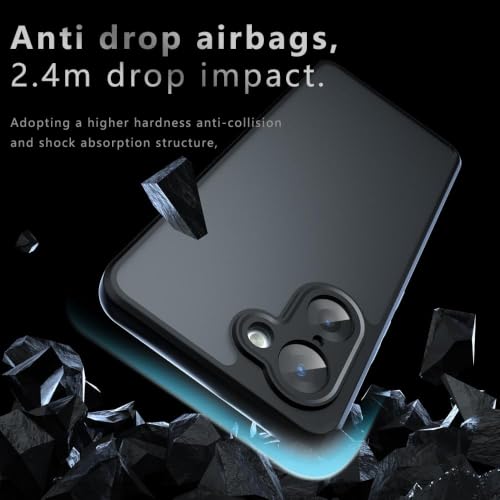Image of Matte PC + TPU Back Cover Case for OnePlus Nord CE5 5G, Airbag Corner Protection, Anti-Fingerprint, Micro Arc Edge, Never Turns Yellow, Camera Lens Guard, over Case for OnePlus Nord CE 5 Black
