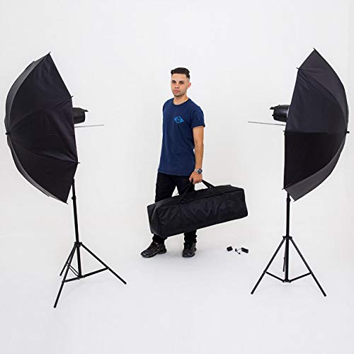 Conjunto estúdio 280 W com radio flash e sombrinha-110v-Rebatedora Branca