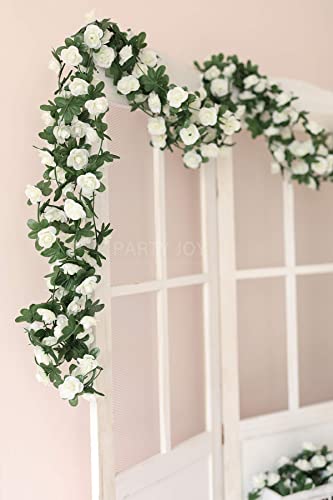 8Pcs 65.6Ft Flower Garland,Party Joy Fake Rose Vine Artificial Flowers Hanging Rose Ivy Garland For Room Wall Decor Hanging Baskets Wedding Arch Garden Background Decor (White-8Pcs) #TOP3
